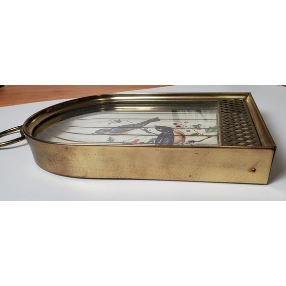 Set of two (2) Vintage Trompe L'oeil Style Framed Birds in Birdcage Brass Decor - Picture 9 of 11